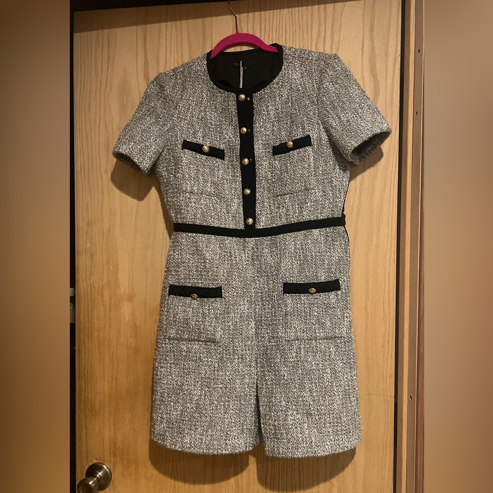 Maje
Maje Silver Tweed Dress with Black Accents